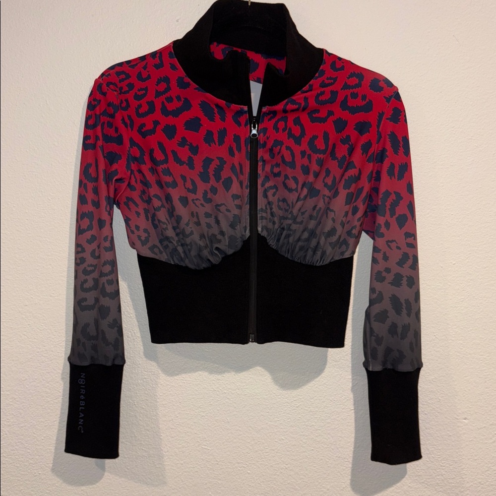 Noire Blanc Pink and Gray Leopard Print Activewear Jacket Women’s Small